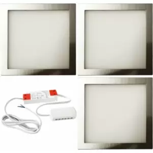 3x brushed nickel Ultra-Slim Square Under Cabinet Kitchen Light & Driver Kit - Warm White led