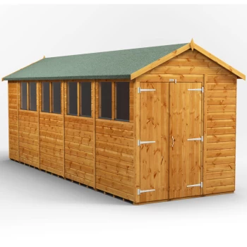 18x6 Power Apex Double Door Garden Shed - Brown