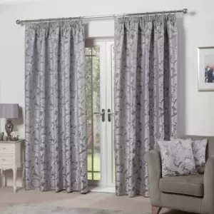 Emma Barclay Duchess Pencil Pleat Curtain 66 X 54 Silver, 100% Polyester, W 66 x Drop 54" (168 x 137cm)