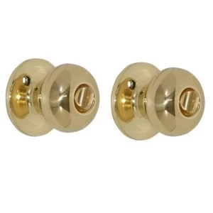 Polished Brass effect Internal Round Bathroom Door knob Set