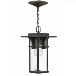 IP23 1 Bulb Chain Lantern Oil Rubbed Bronze & Glass LED E27 100W