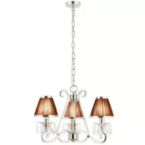 Esher Ceiling Pendant Chandelier Nickel Crystal & Black Shades 3 Lamp Light