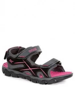 Regatta Childrens Kota Drift Sandals - Grey/Black/Pink, Grey/Black/Pink, Size 10