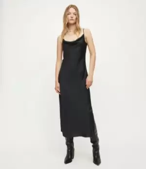 AllSaints Womens Hadley Midi Dress, Black, Size: 6