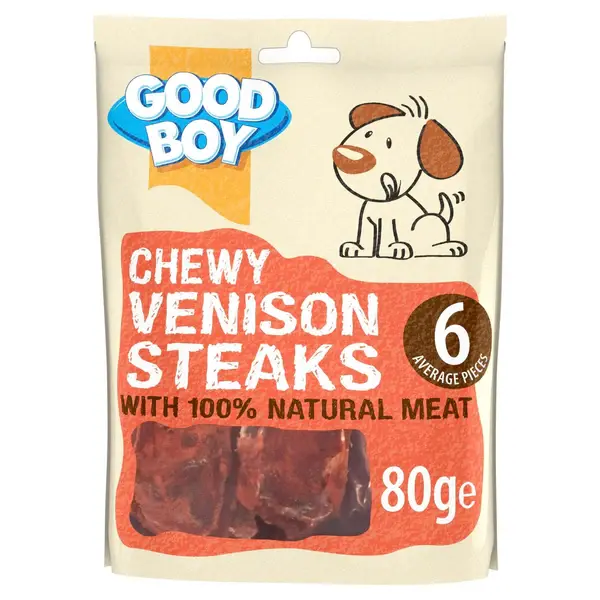 Good Boy Chewy Venison Steaks Dog Treats 80g