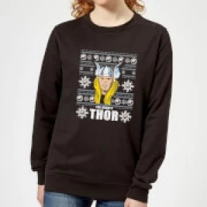 Marvel Thor Face Womens Christmas Sweatshirt - Black - 5XL