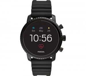 Fossil Q Explorist HR - Black, Silicone Strap, Black