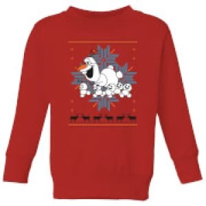 Disney Frozen Olaf and Snowmen Kids Christmas Sweatshirt - Red - 9-10 Years