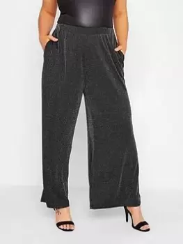 Yours Sparkle Wide Leg Trouser - Black, Size 22, Women