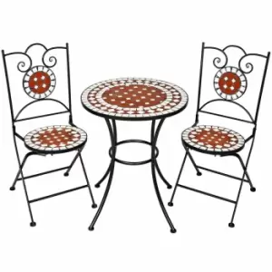 Tectake Garden Furniture Set Mosaicdesign 2 Chairs + Table A 60cm Brown