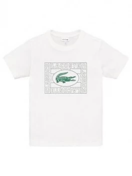 Lacoste Boys Short Sleeve Croc Logo T-Shirt - Cream