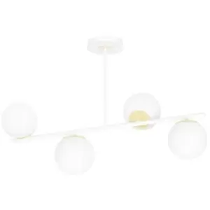 Emibig Floki White/Gold Globe Ceiling Light with White Glass Shades, 4x E14