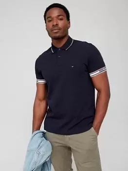 Tommy Hilfiger Logo Cuff Regular Fit Polo Shirt - Blue