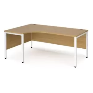 Office Desk Left Hand Corner Desk 1800mm Oak Top With White Frame 1200mm Depth Maestro 25 MB18ELWHO