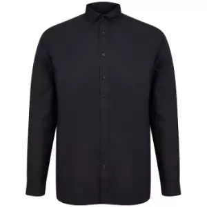 Henbury Mens Modern Long Sleeve Classic Fit Oxford Shirt (4XL) (Black)