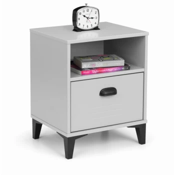 Locker 1 Drawer Bedside Table Cabnet Nightstand Grey & Black - Carterton