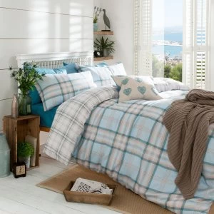 Catherine Lansfield Kelso Check Double Duvet Set - Duck Egg