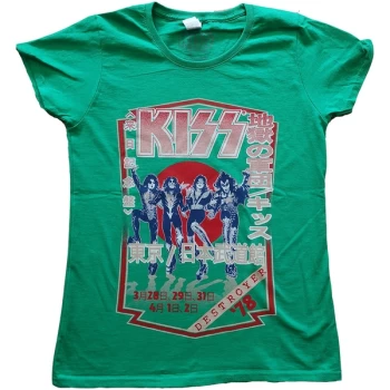 KISS - Destroyer Tour '78 Womens Medium T-Shirt - Green