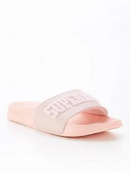 Superdry High Build Logo Pool Slide - Pink, Size S, Women