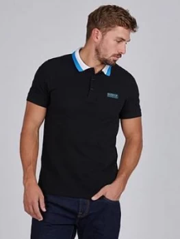 Barbour International Ampere Collar Detail Polo - Black, Size 2XL, Men