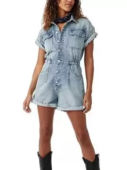 Free People Marci Cuffed Shortall - Blue