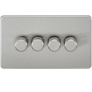 KnightsBridge 60-400W 4G 2 Way Screwless Brushed Chrome 230V Electric Dimmer Switch