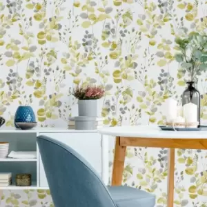 Fresco - Watercolour Leaves Ochre Wallpaper - Beige