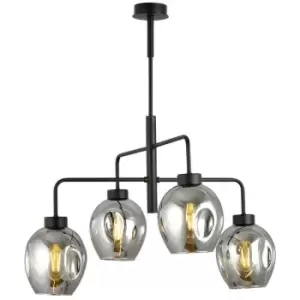 Emibig Lukka Black Multi Arm Pendant Ceiling Light with Graphite Glass Shades, 4x E27