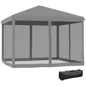 Heavy Duty Pop Up Gazebo with Removable Mesh Sidewall Netting Gray - Light Grey - Outsunny