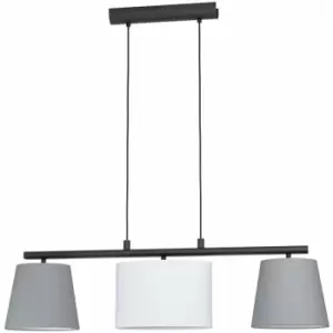 Pendant Ceiling Light Colour Black Shade Grey White Fabric Bulb E14 3x25W