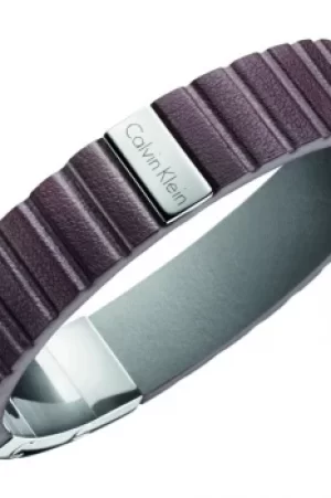 Mens Calvin Klein Stainless Steel Plate Leather Bracelet KJ5SCB090100