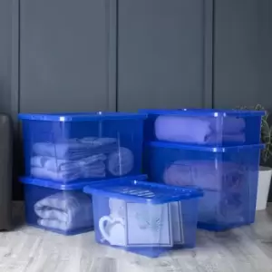 Wham Multisize Crystal Stackable Plastic Blue Storage Box and Lid Set 5 Piece