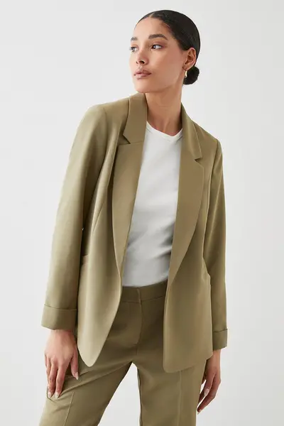 Dorothy Perkins Turnback Cuff Blazer Light Khaki