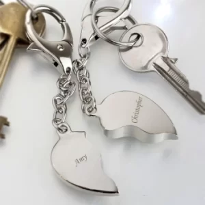 Personalised Pair of Heart Keyrings