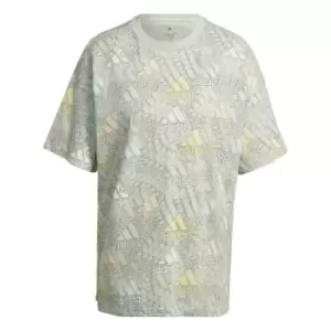 adidas Essentials Multi-Colored Logo Boyfriend T-Shirt Wo - Linen Green / Multicolor / Whi