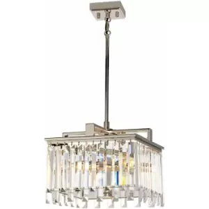 Loops - 4 Bulb Chandelier LIght Highly Polished Nickel Glass Crystals LED E14 40W