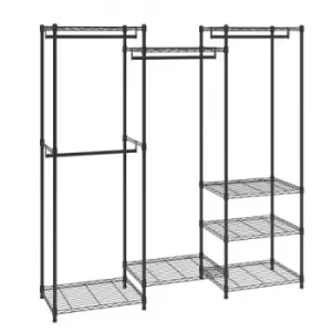 VEVOR Heavy Duty Clothes Rack, Rolling Clothing Garment Rack with 4 Hang Rods & 8 Storage Tiers, Adjustable Custom Closet Rack, Freestanding Wardrobe