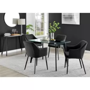 Furniture Box Malmo Glass and Black Leg Dining Table & 4 Black Calla Black Leg Chairs