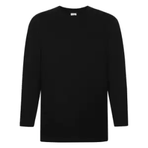 Fruit Of The Loom Mens Super Premium Long Sleeve Crew Neck T-Shirt (XL) (Black)