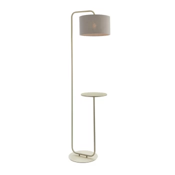 Carrara Floor Lamp Satin Champagne Paint & Slate Grey Fabric