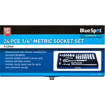 Bluespot - 01531 24 Piece 1/4' Metric Socket Set (4-13mm)