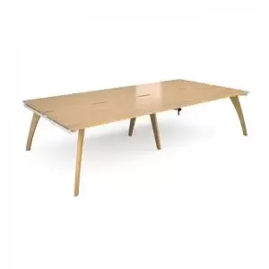 Fuze double back to back desks 3200mm x 1600mm - white frame and oak