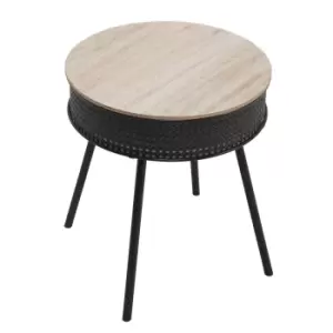 Cane Side Table Black