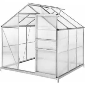 Tectake - Greenhouse in aluminium & polycarbonate w/ foundation - polycarbonate greenhouse, walk in greenhouse, greenhouse base - 190 x 185 x 195 cm