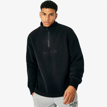 Jack Wills Half Zip Fleece Sweatshirt - Black