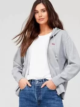 Levis Chest Hit Logo Zip Through Hoodie - Grey, Size Xxs, Women