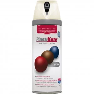 Plastikote Premium Satin Aerosol Spray Paint Porcelain 400ml