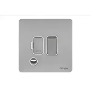 Schneider Electric Ultimate Screwless Flat Plate - Switched Fused Connection Unit, with Flex Outlet, Double Pole, 13A, GU5413WSS, Stainless Steel with