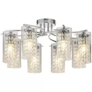 Luminosa Russia Semi Flush, 8 Light E14, Polished Chrome, Crystal, Glass