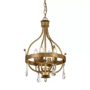 4 Bulb Ceiling Pendant Light Fitting Gold Patina LED E14 60W Bulb